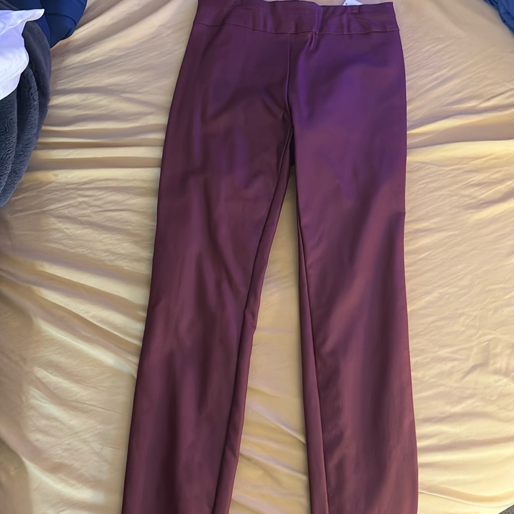 Red pleather pants